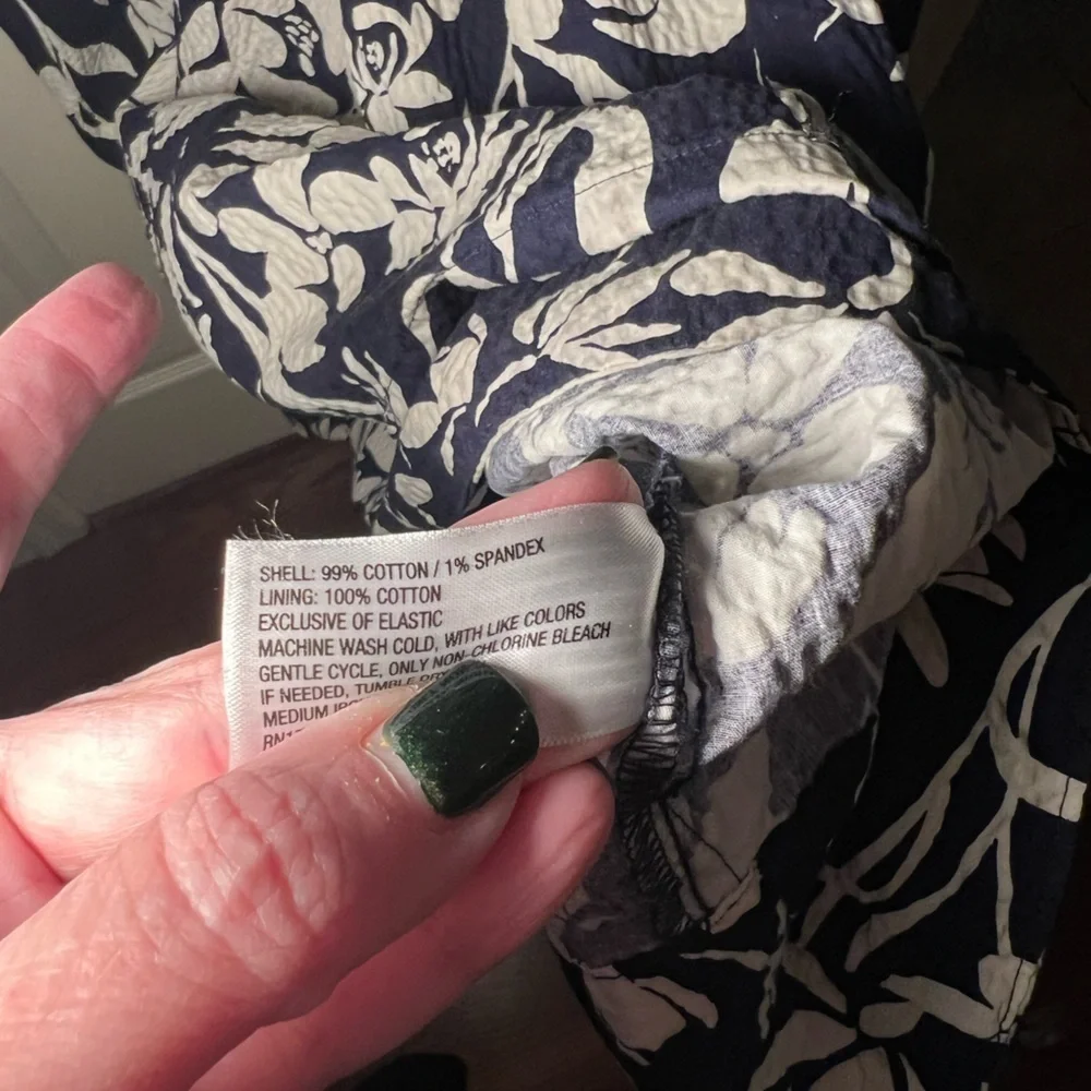a new day Seersucker Maxi Navy and White Floral Dress Cotton Blend